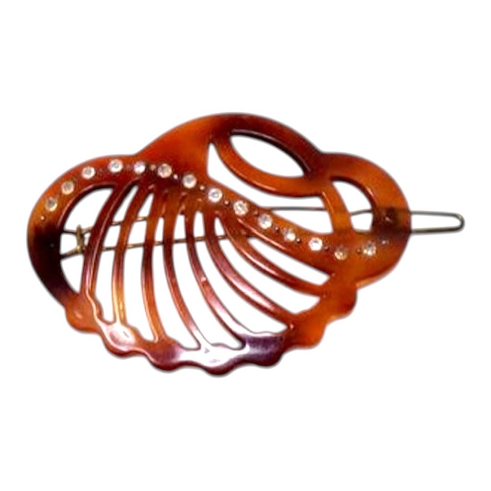 Fab 1960’s Tortoiseshell French Barrette with Rhinestones, Handmade in Paris